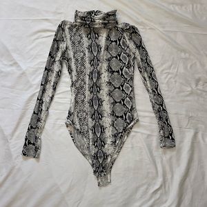 PLT snake print long sleeve bodysuit